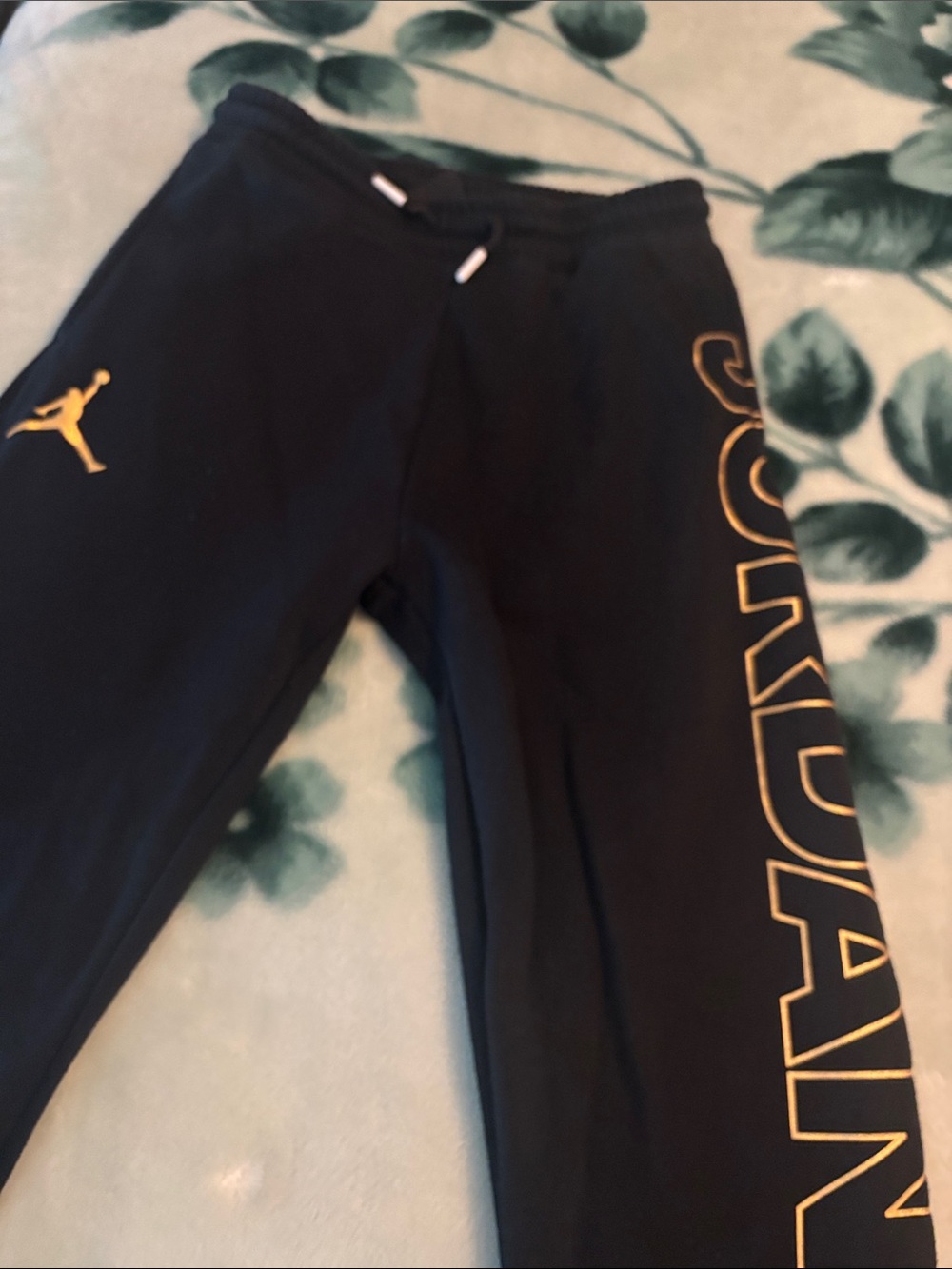Jordan Black Sweatpants with Gold Jumpman and Side Logo